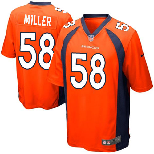 Youth Game Von Miller Nike Jersey Orange Home - #58 NFL Denver Broncos